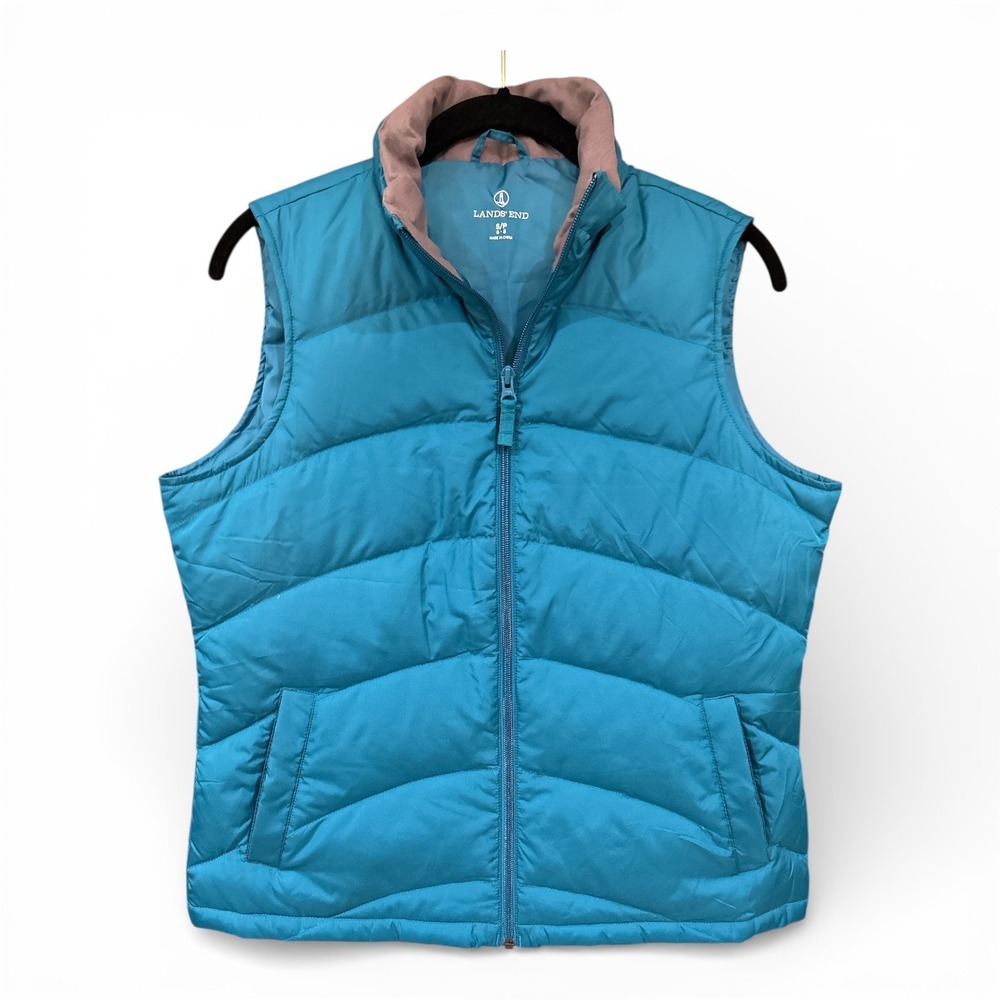 Lands' End Women's Down Puffer Vest Small Petite S/P Quilted Lightweight Zip